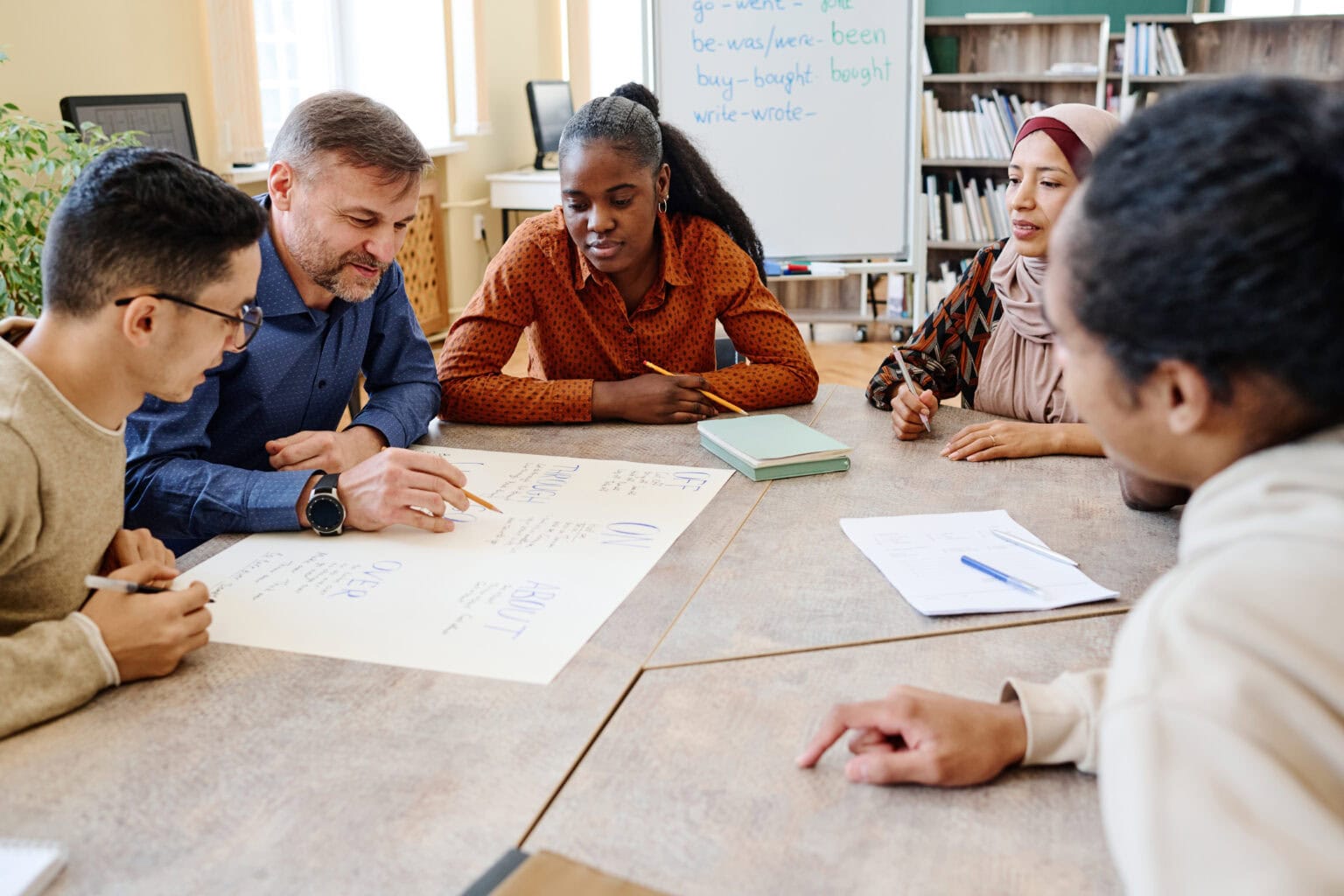Eine Gruppe plant im Bildungsmanagement neue Lehr- und Lernprozesse