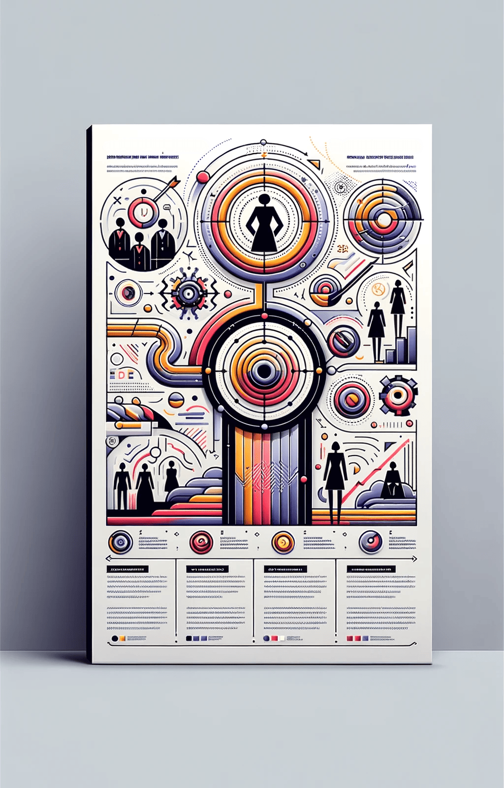 Vertikale Infografik im Fotostil, die das Zweite Führungspositionengesetz (FüPoG II) symbolisch illustriert.